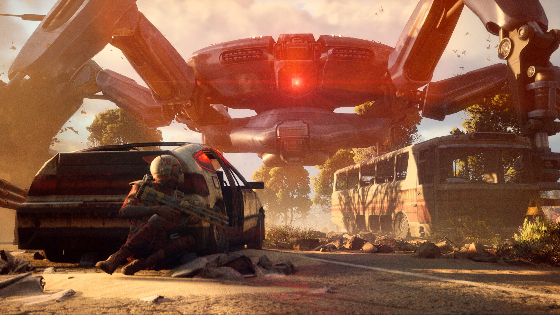 Player using a grappling hook to climb a massive fallen mech structure" title="ARC Raiders - exploration and traversal